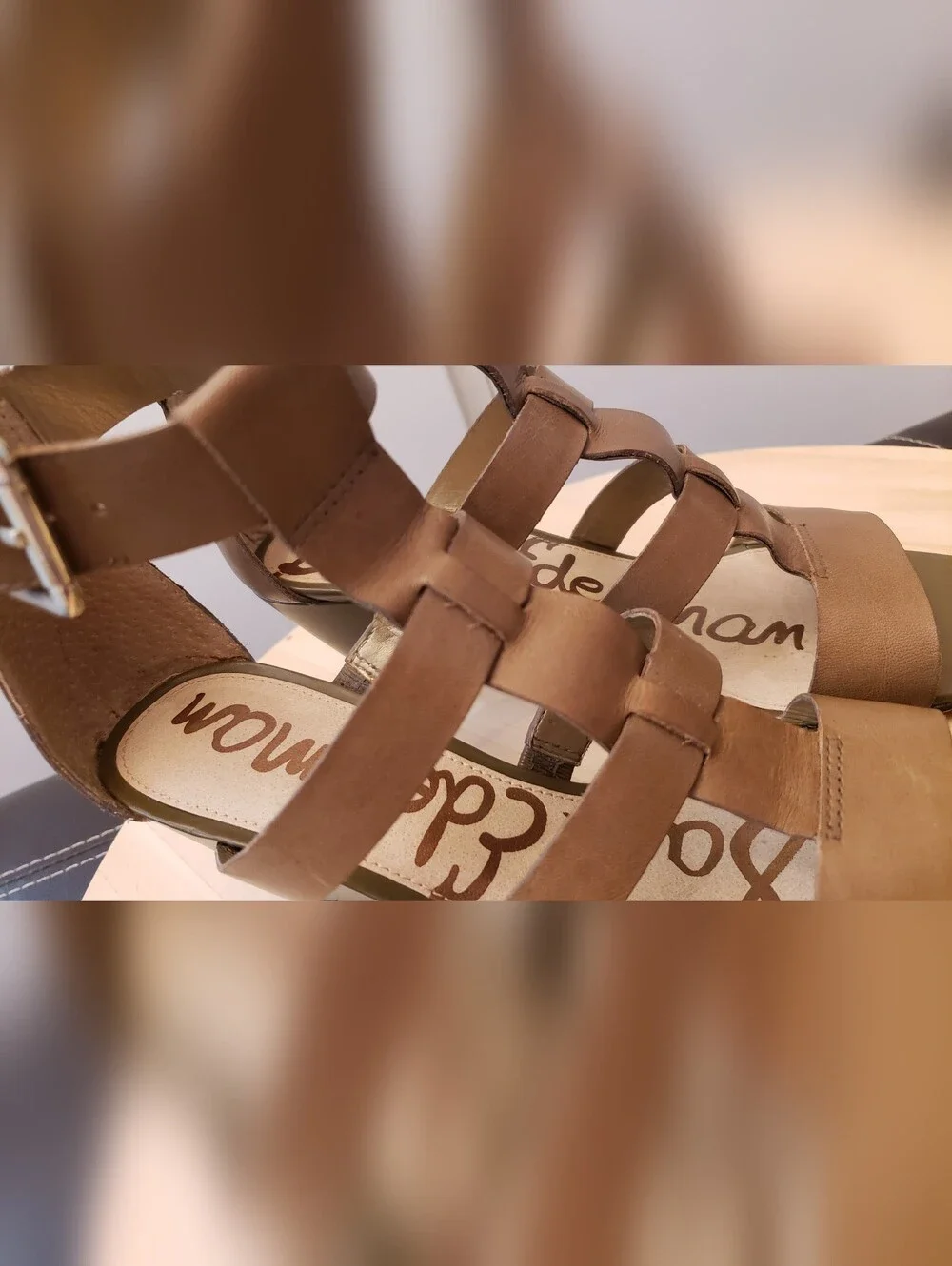 Comfortable Sam Edelman Moss Green Leather Gladiator Sandals - Picture 5 of 15
